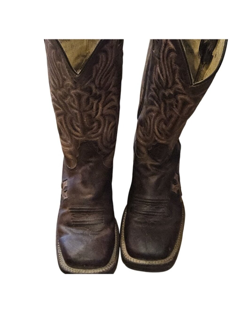Tony Lama Lashka Brown & Pink Design Leather Cowgirl Western Boots Womens 6 - Picture 4 of 8